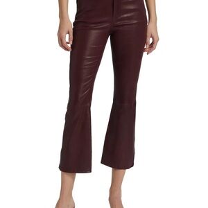 NEW without tags FRAME le crop mini boot leather pants in burgundy 25